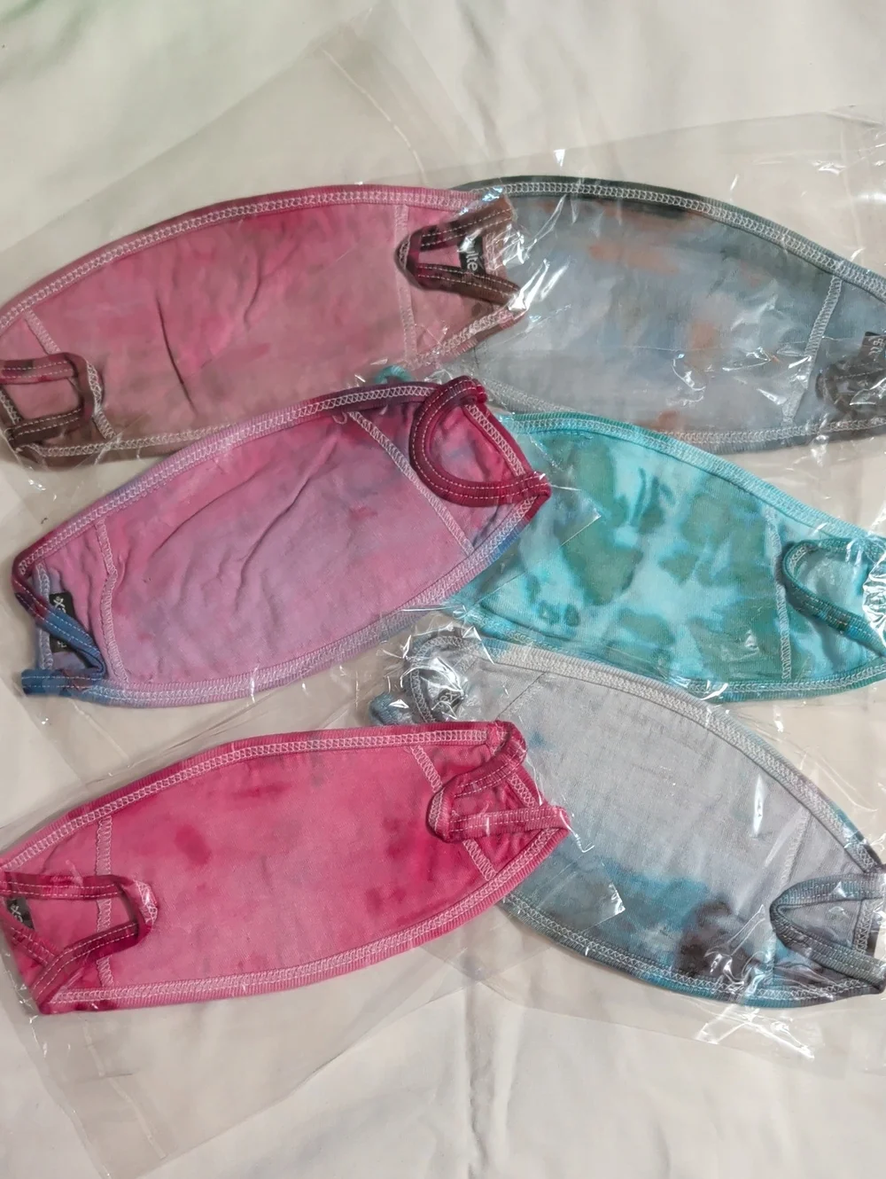 NWOT (019) Tultex Assortment Of 6 Cotton Hand Tie-dyed Face Masks/ Kids & Adults
